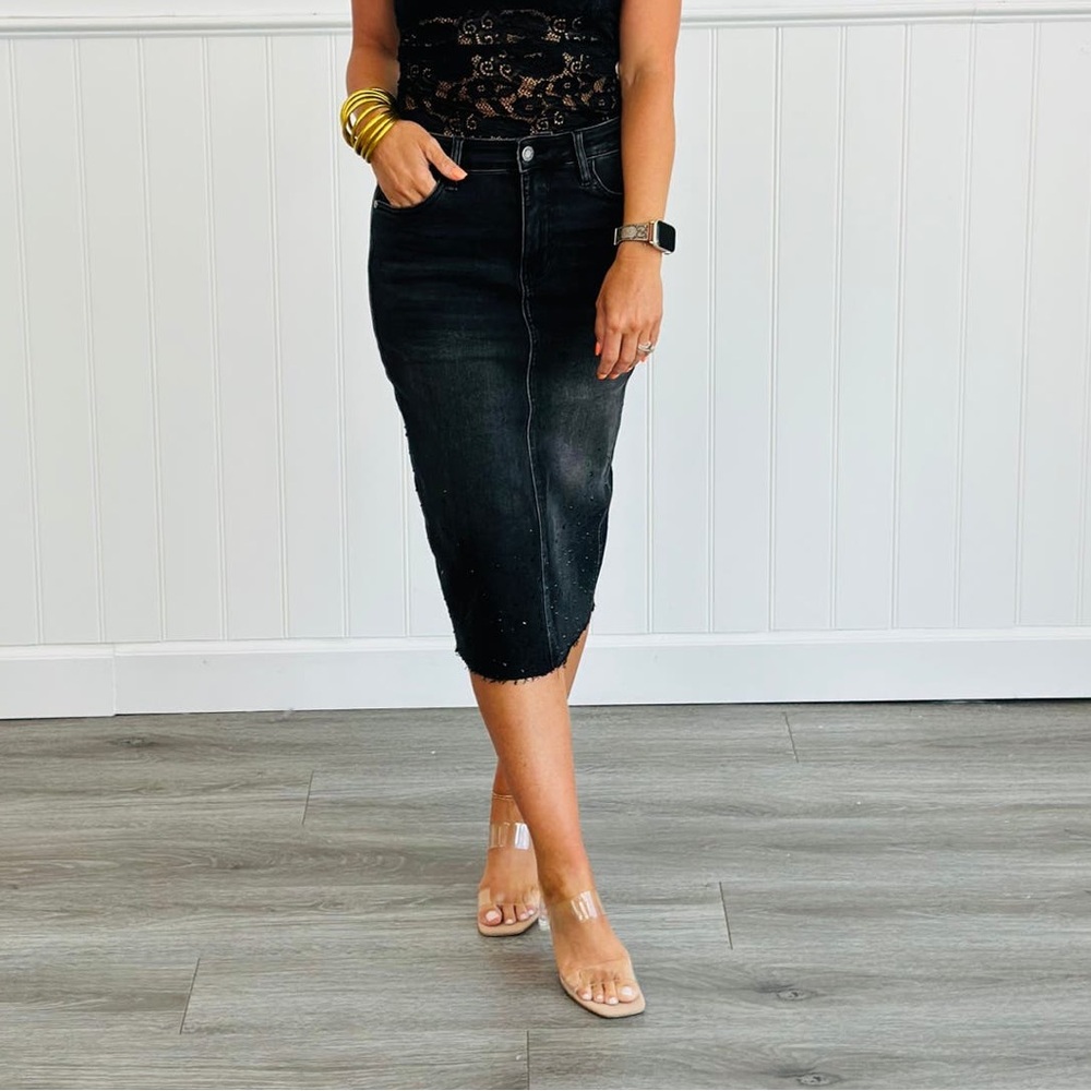 Judy Blue Charcoal Black Denim Skirt
